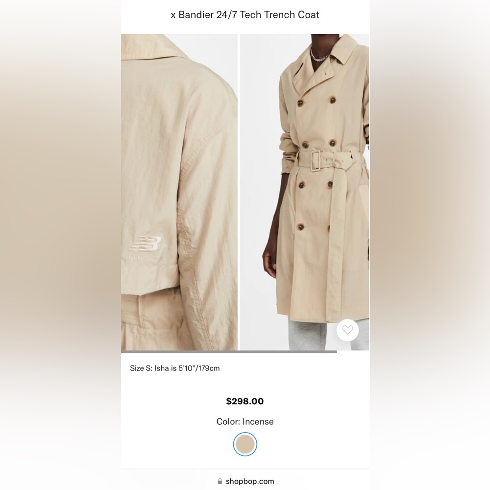 New Balance x Bandier 24/7 Tech Trench Coat Size XXL